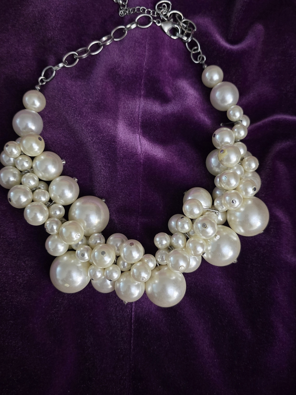 Classic Pearl Cluster Statement Necklace - Cream